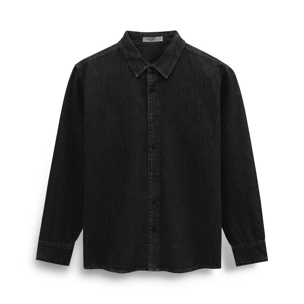 Áo Khoác Sơ Mi Nam Tay Dài Denim Dark Grey Form Regular